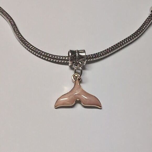 Pink Enamel Mermaid Tail Dangle Charm for‎ Pandora Style Bracelet - Picture 1 of 4